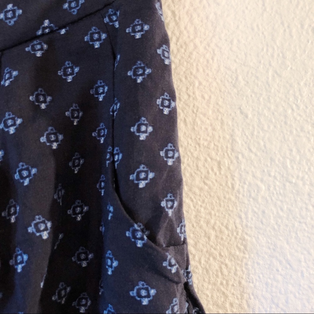 Free People Blue Pattern Fabric Shorts Pockets - Picture 3 of 7